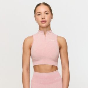 GymBeam Bezšvová športová podprsenka Fierce Baby Pink  XL